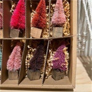 Terrain Bottle Brush Trees Multicolored Mini 3” Wood Block